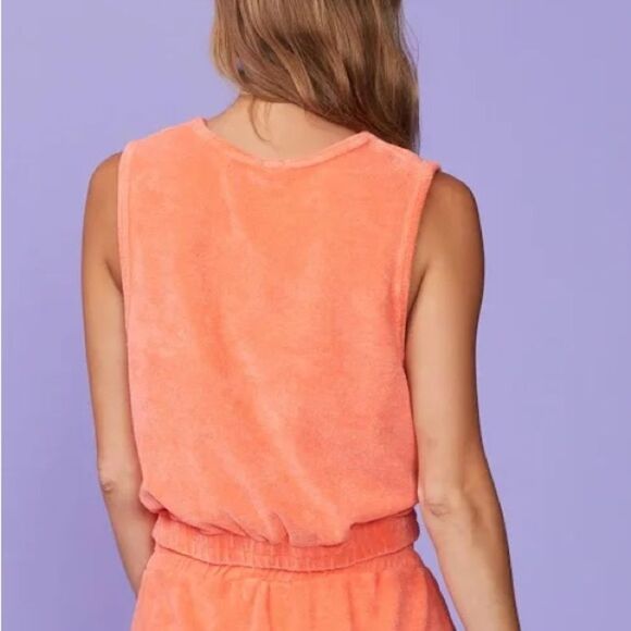 NWT Monrow women's Terry cloth Georgia Peach sleeveless tank top size xxs - Picture 2 of 11